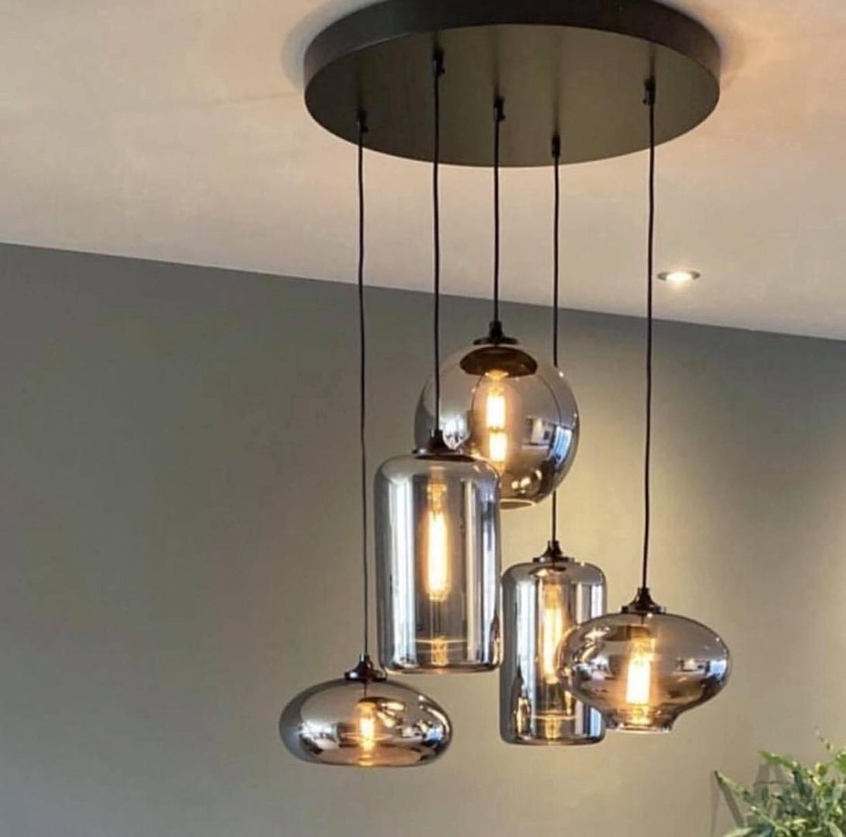 rookglas 5 hanglamp mix kap