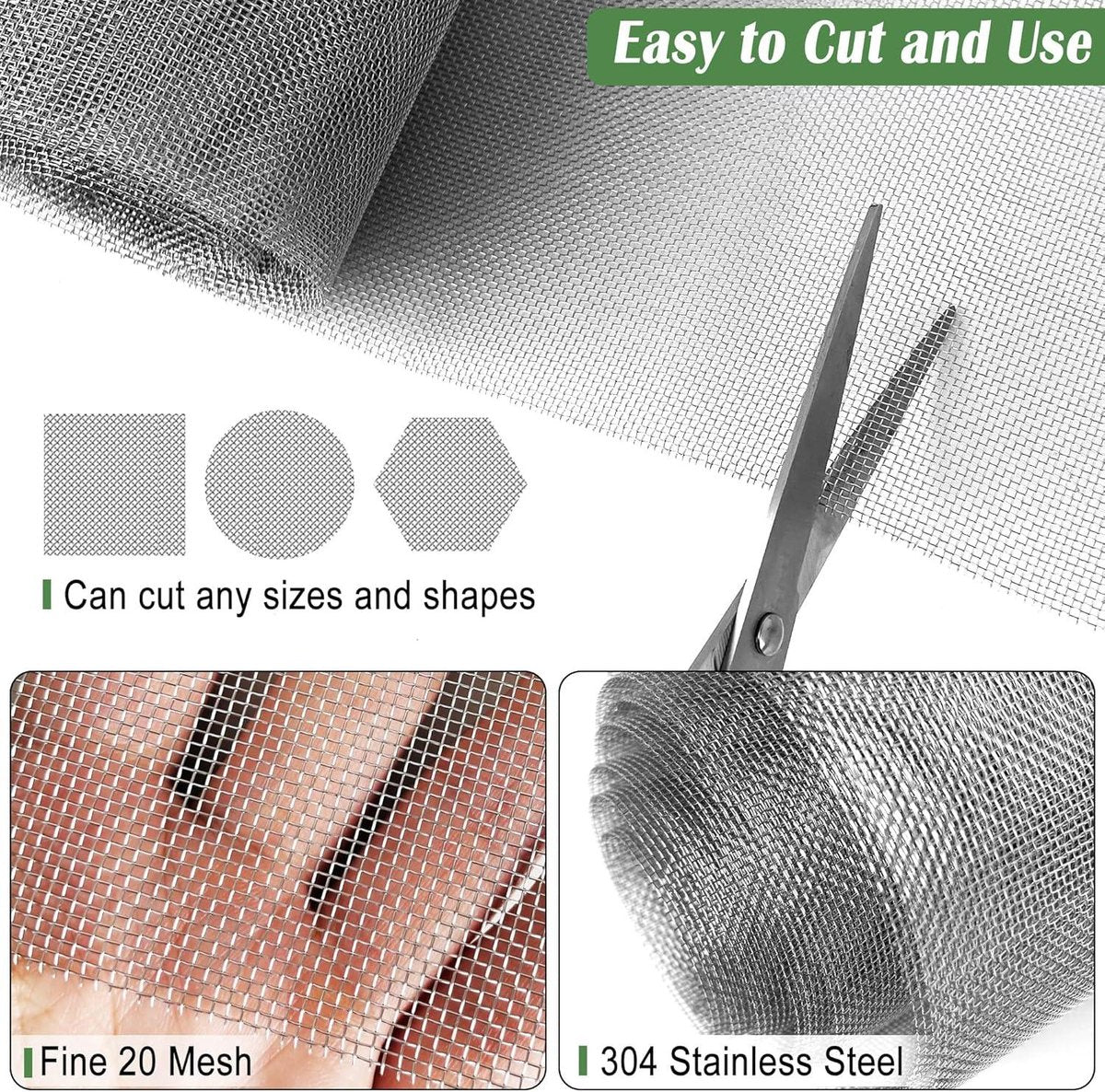 Stainless steel 304 wire mesh - 40 x 200 cm - 20 mesh - fine mesh - mosquito nets - filter net - ventilation - window security
