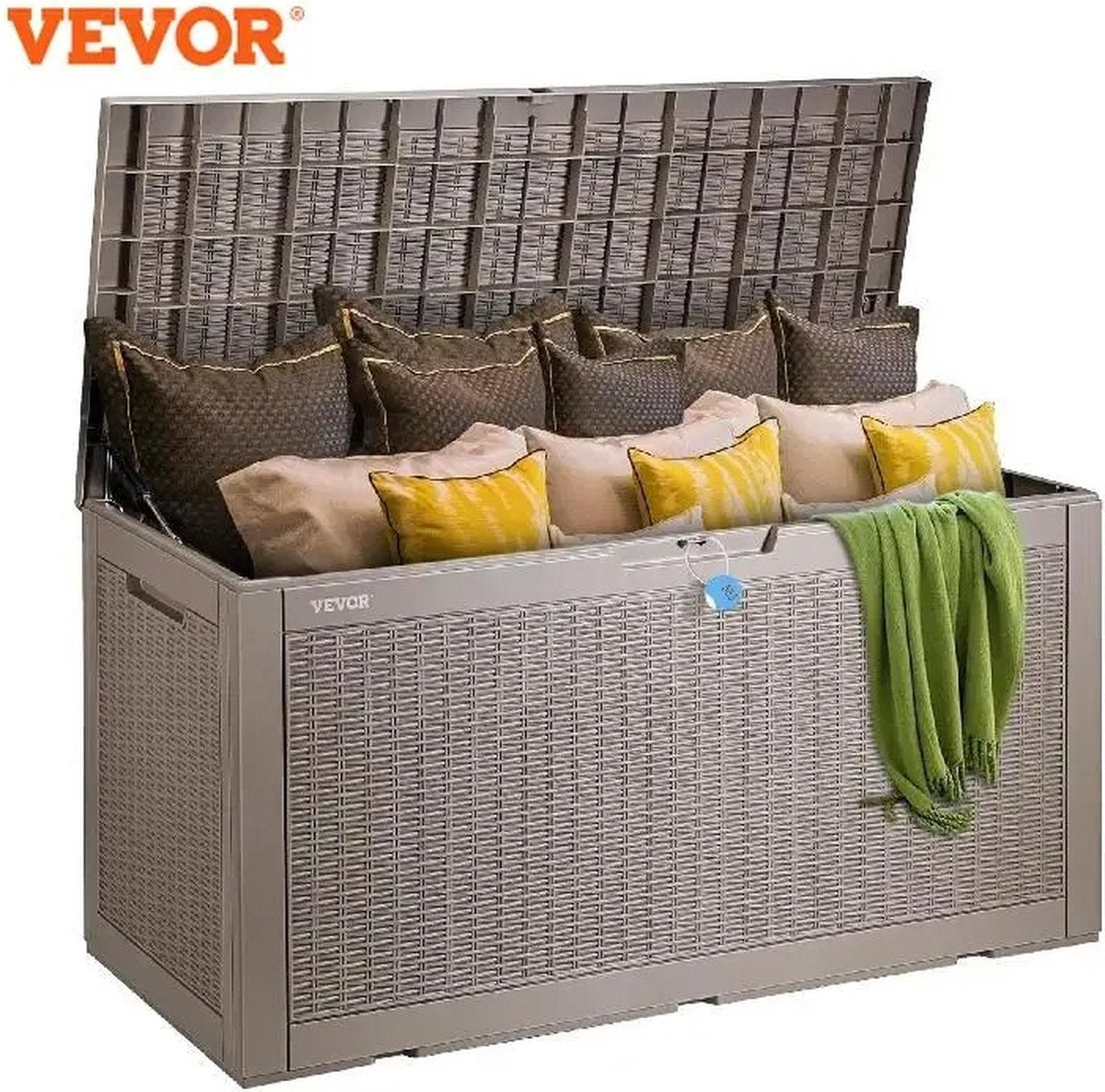 Luxe opbergbox kussens - Opbergbox met deksel - Buiten - Waterdicht - Hangslot - Opbergdoos - Tuinkussenbox - Opbergmand - 380L - 122x54x62cm - Tuinset