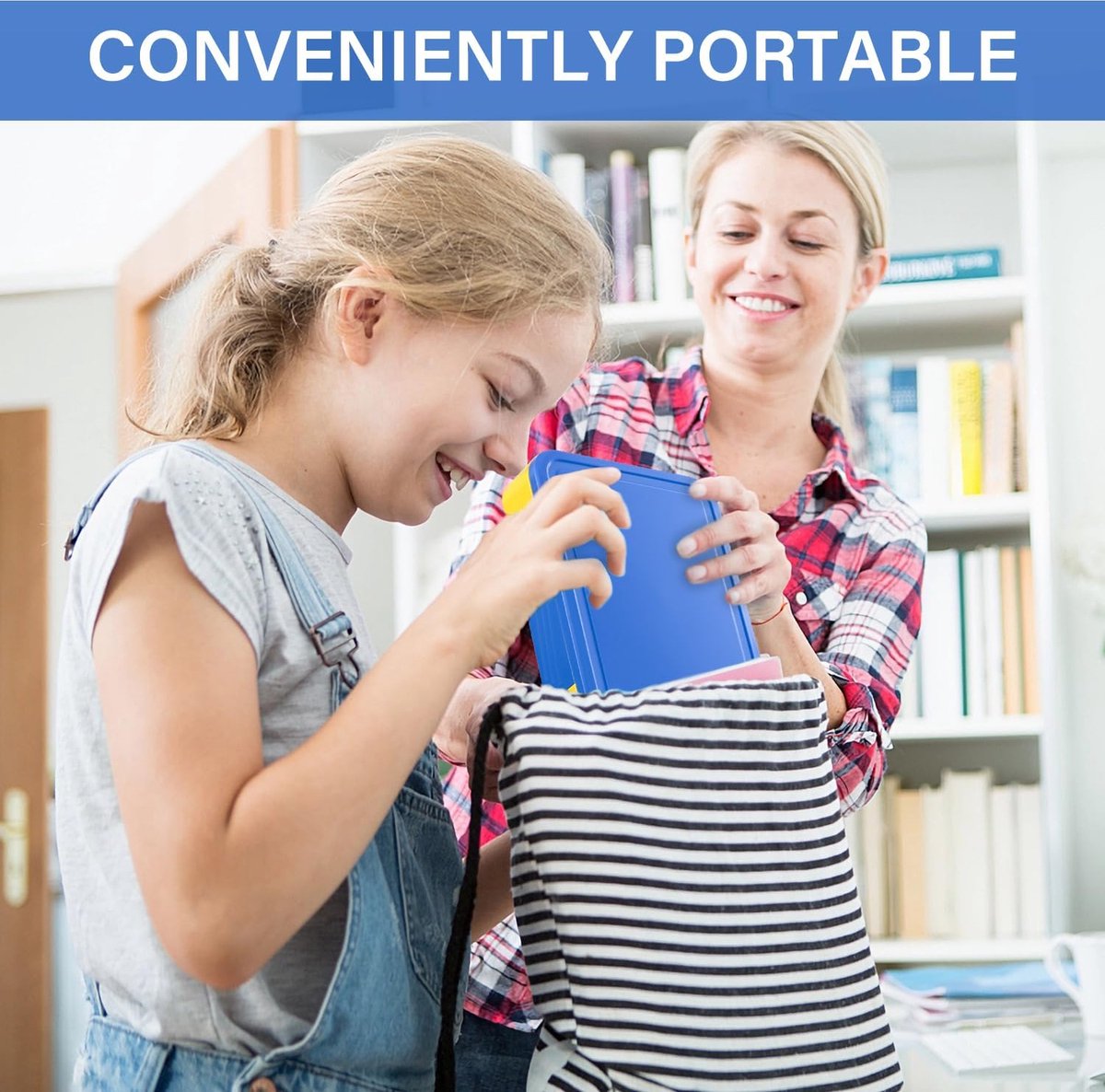 Lunchbox 1300 ml, lekvrij, broodtrommel voor kinderen met 5 vakken en bestekset, BPA-vrij, broodtrommel voor kinderen en volwassenen, voor magnetron, vaatwasser (blauw-geel)