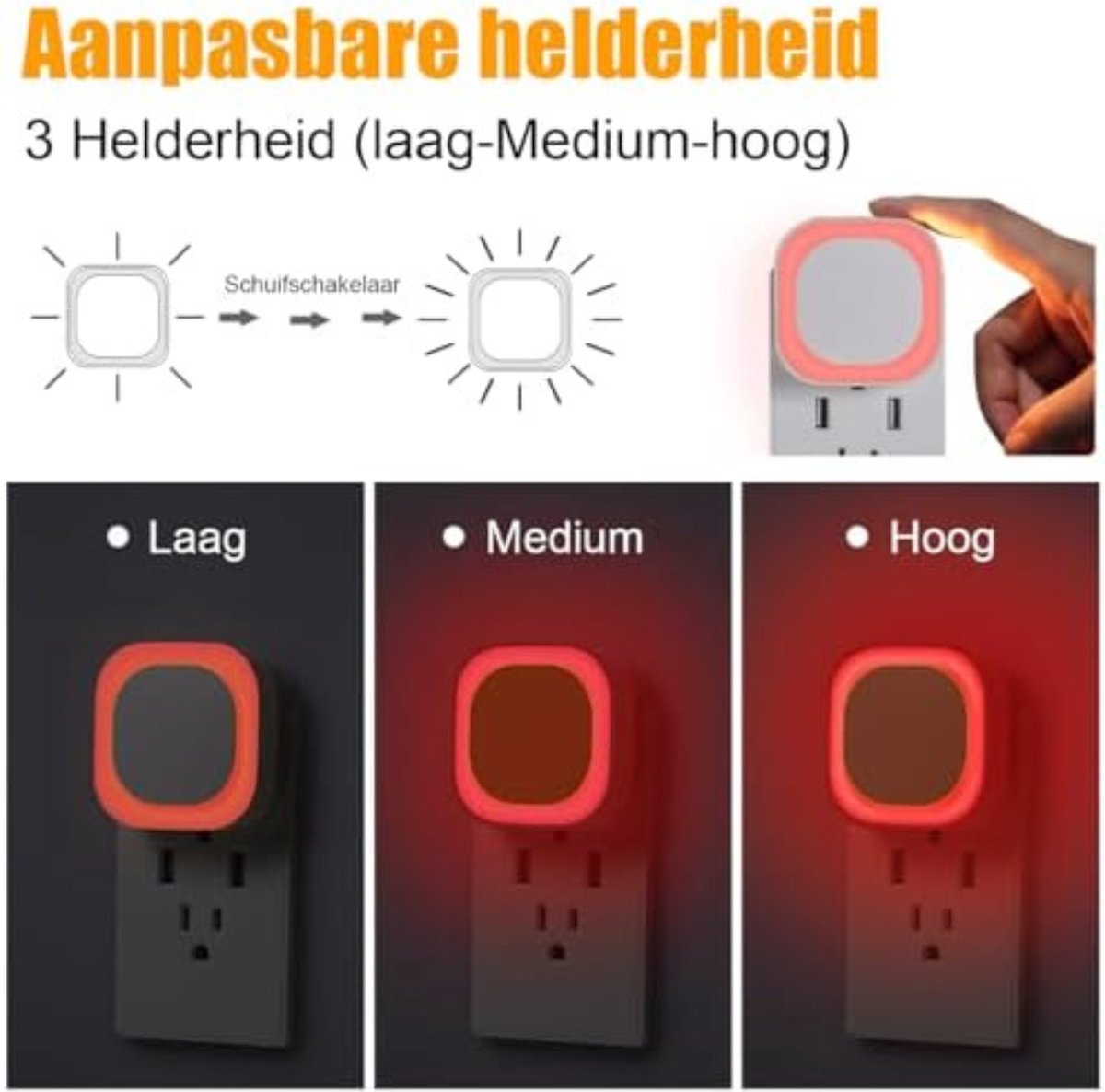 Nachtlampje Kinderen Stopcontact - Nachtlampje Stopcontact - Nachtlampje Kinderen Jongen - Nachtlampje Kinderen Meisje - Rood