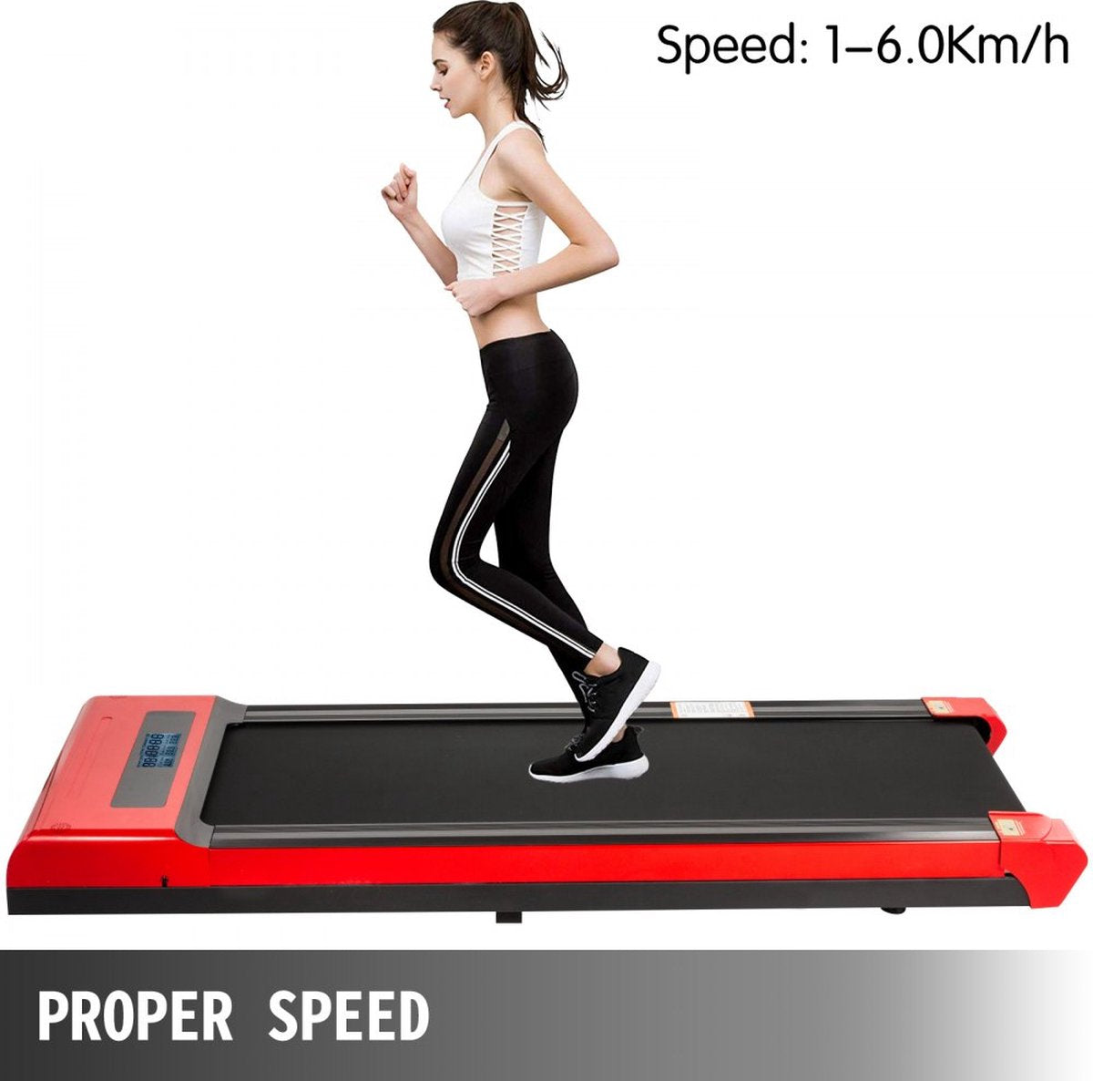 Loopbanden voor onder het bureau Werkende loopbanden voor hardlopen, Led-loopband voor thuis Hardlopen Machine met afstandsbediening, 1-6,0 km/u Snelheid Draagbare slanke loopband Oefening bin