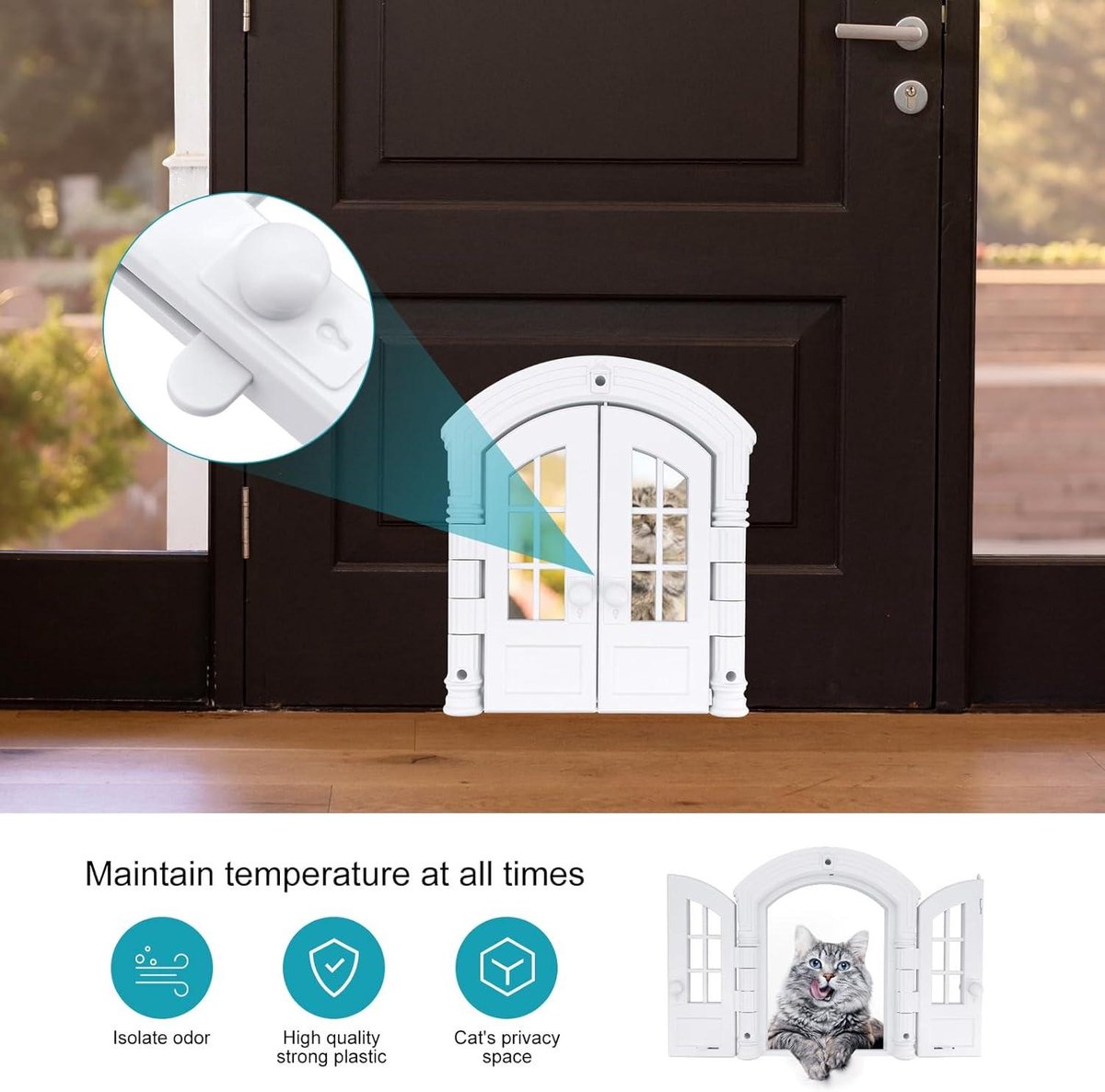 Cat flap - Outdoor cat door - Indoor cat flap - Easy self-assembly - Suitable for any door - 235 x 17 cm