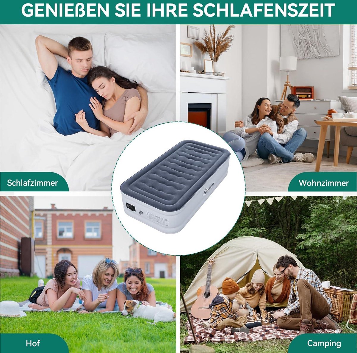 Luchtmatras Zelfopblazend met Geïntegreerde Elektrische Pomp - Opblaasbaar Bed voor Kamperen en Gasten