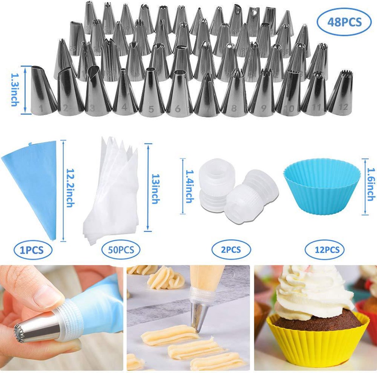 Cake Decorating Baking Set - 236 Pieces - Piping Bag with Nozzles - Cake Stand - Cake Pan - Cake Topper