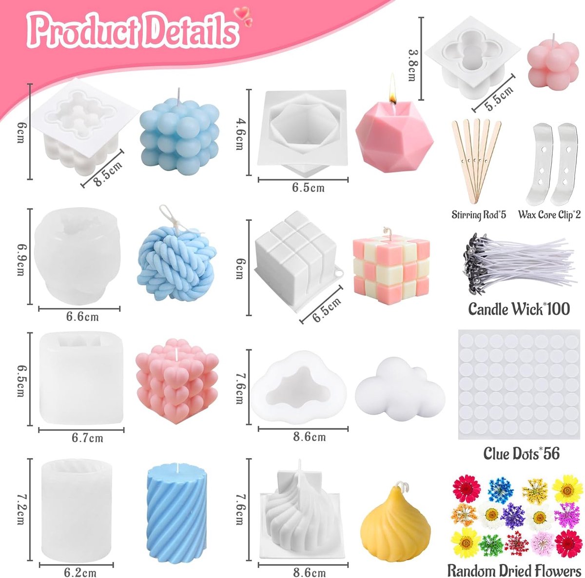 Kaarsenvorm Bubble kaarsenset, 3D DIY siliconen mal kaarsen, gietvormen en kaarsenlont set, kaarsvormen om te gieten als woondecoratie, knutselwerk