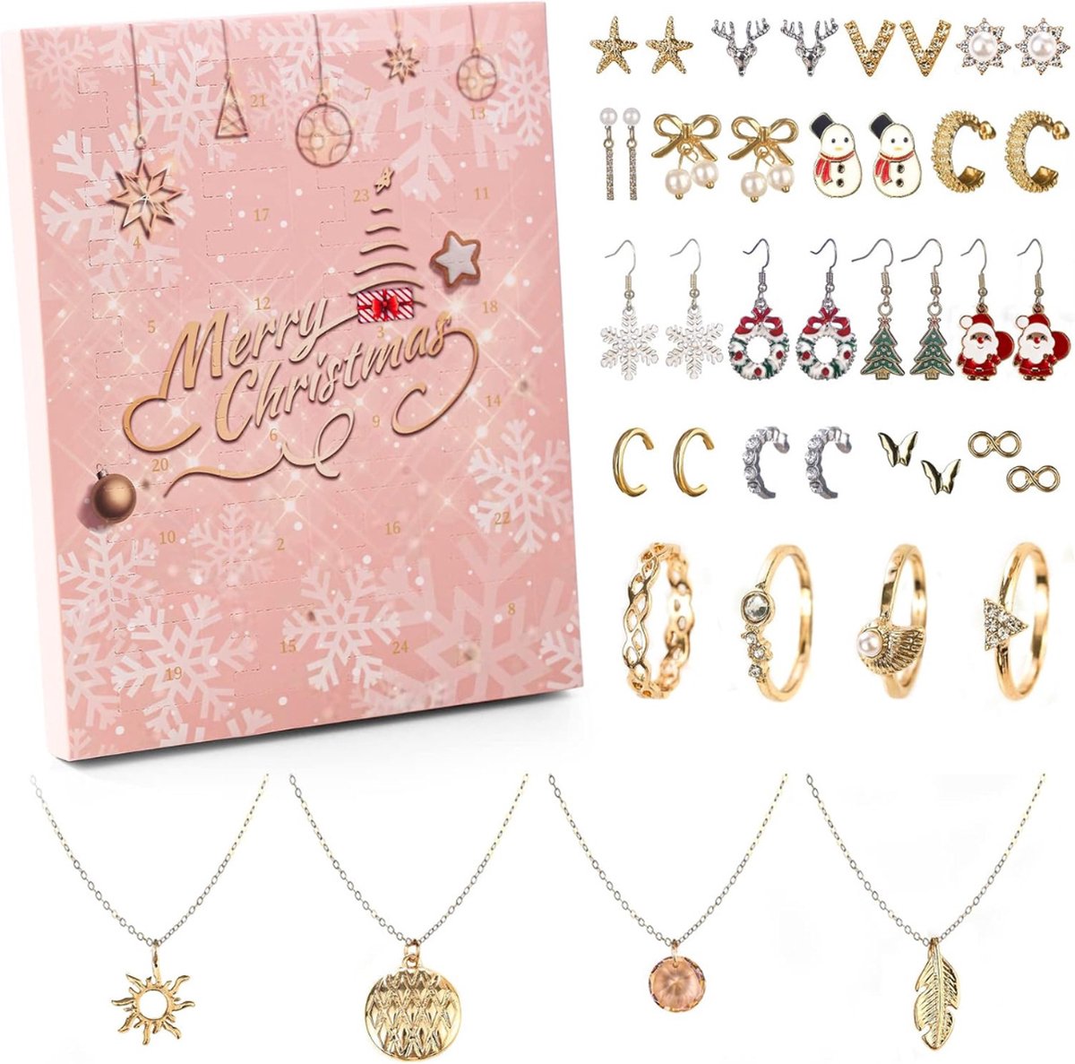 Adventskalender 2023 - voor vrouwen - diverse sieraden - ketting - ringen