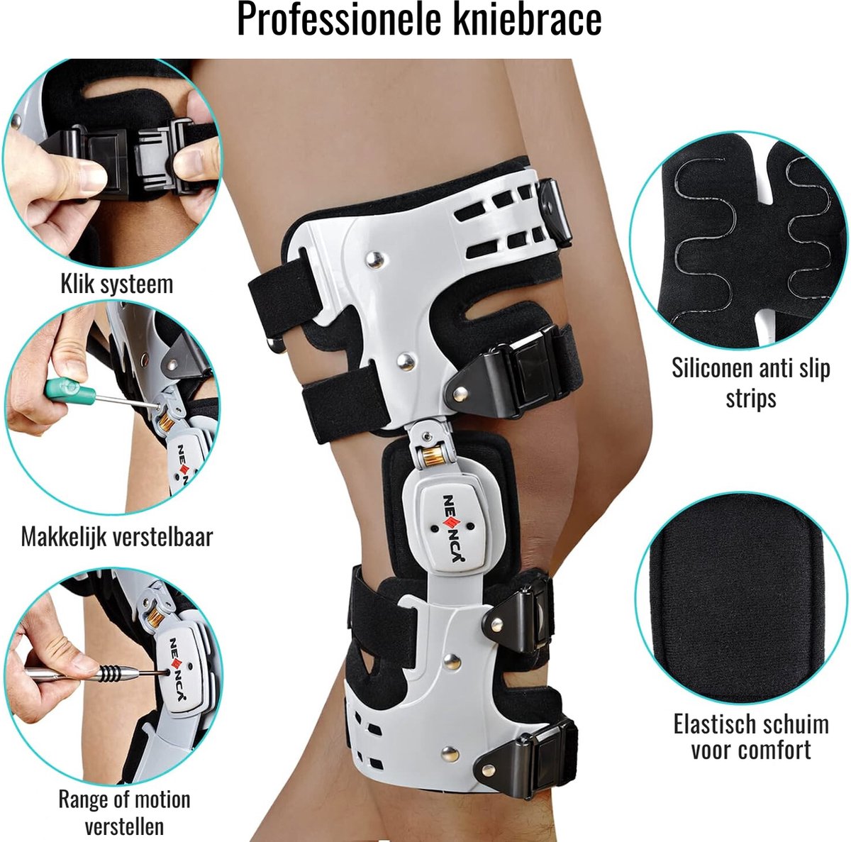 Professional Knee Brace - Left - ROM Knee Brace - Range Of Motion Hinge Knee Brace - Injury Knee Brace - Unisex Knee Brace - Adjustable Knee Brace - Knee Pain - Knee Rehabilitation Brace - Arthritis Brace
