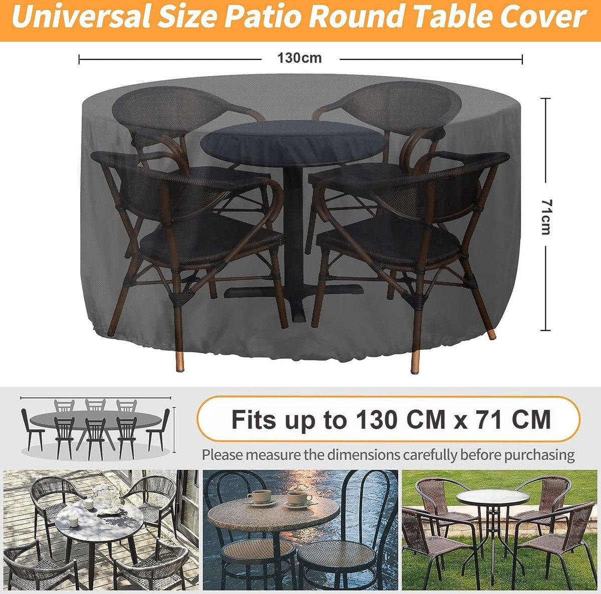 Tuinmeubelhoes Waterdicht Heavy Duty Bijgewerkt 420D Oxford-stof 120x70cm Ronde Tafelhoezen Patio Tafelhoes Waterdichte Anti-UV Rotan Meubelhoezen voor Meubelsets Zwart