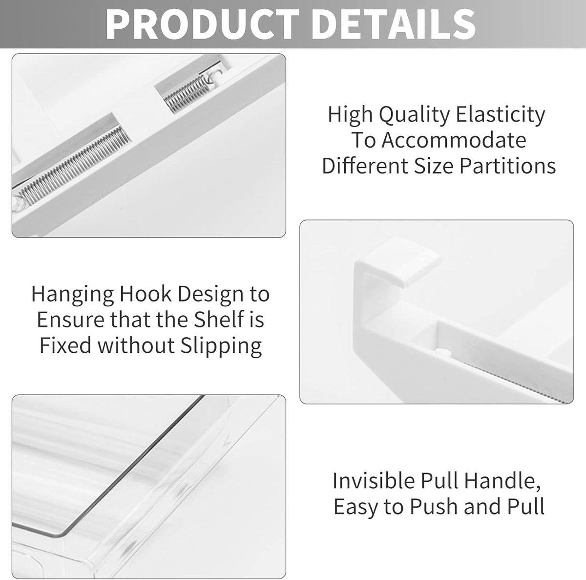 Drawer egg holder with slide rail and handle - Refrigerator egg drawer storage system - Plastic drawer egg storage