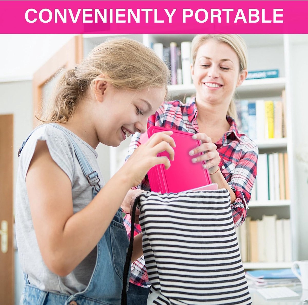 Lunchbox, 1300 ml, lekvrij, broodtrommel voor kinderen met 5 vakken en bestekset, BPA-vrije lunchbox, broodtrommel voor kinderen en volwassenen, voor magnetron, vaatwasser (roze)