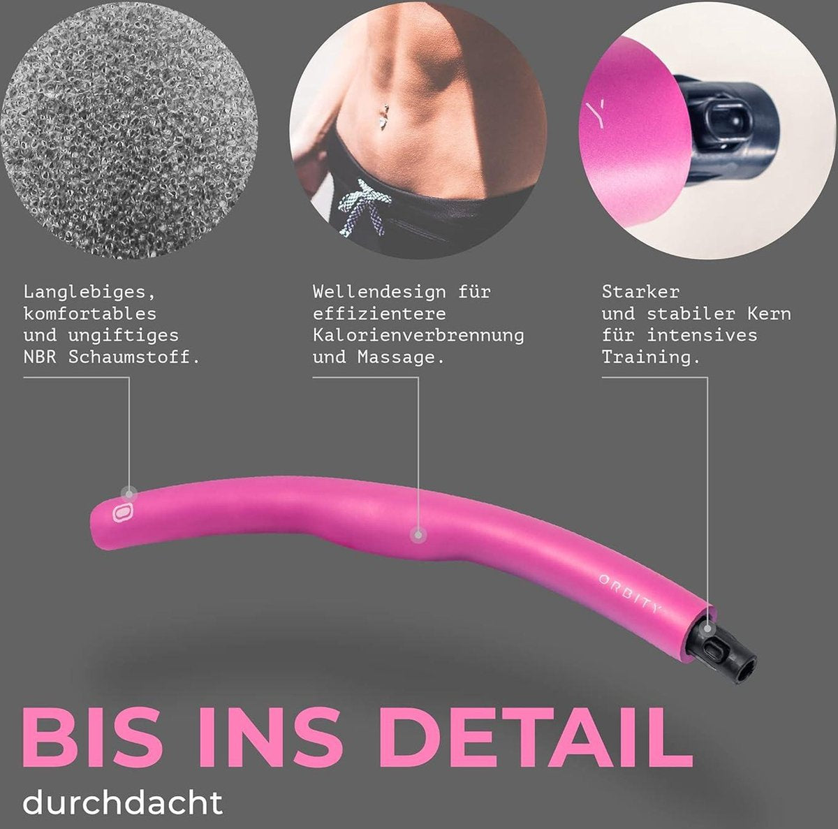 Orbity Fitness Hoelahoep voor Afvallen 12 kg - Sporthoepel met Schuimrubber - Golvend Design voor Massage - Geschikt voor Kinderen, Volwassenen en Beginners. Hula hoop