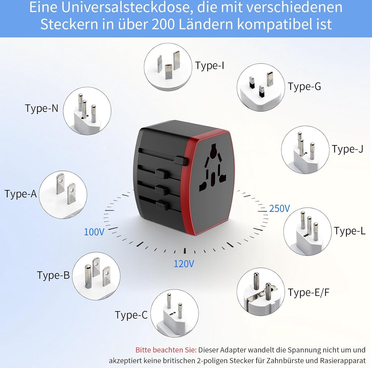 Equivera - Wereldstekker - Reisadapter - Reisstekker - Omvormer