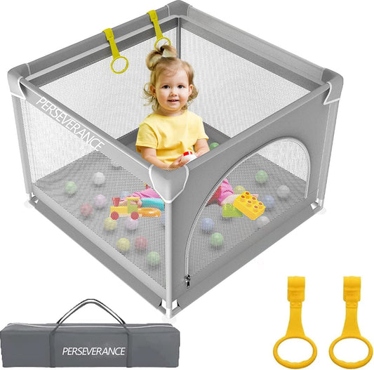 Box voor baby's 90 cm, Kleine box voor baby's met veiligheidsdeur, met ademend gaas, antislip box, babybox, opvouwbaar, stabiele veiligheidsspeeltuin voor binnen en buiten
