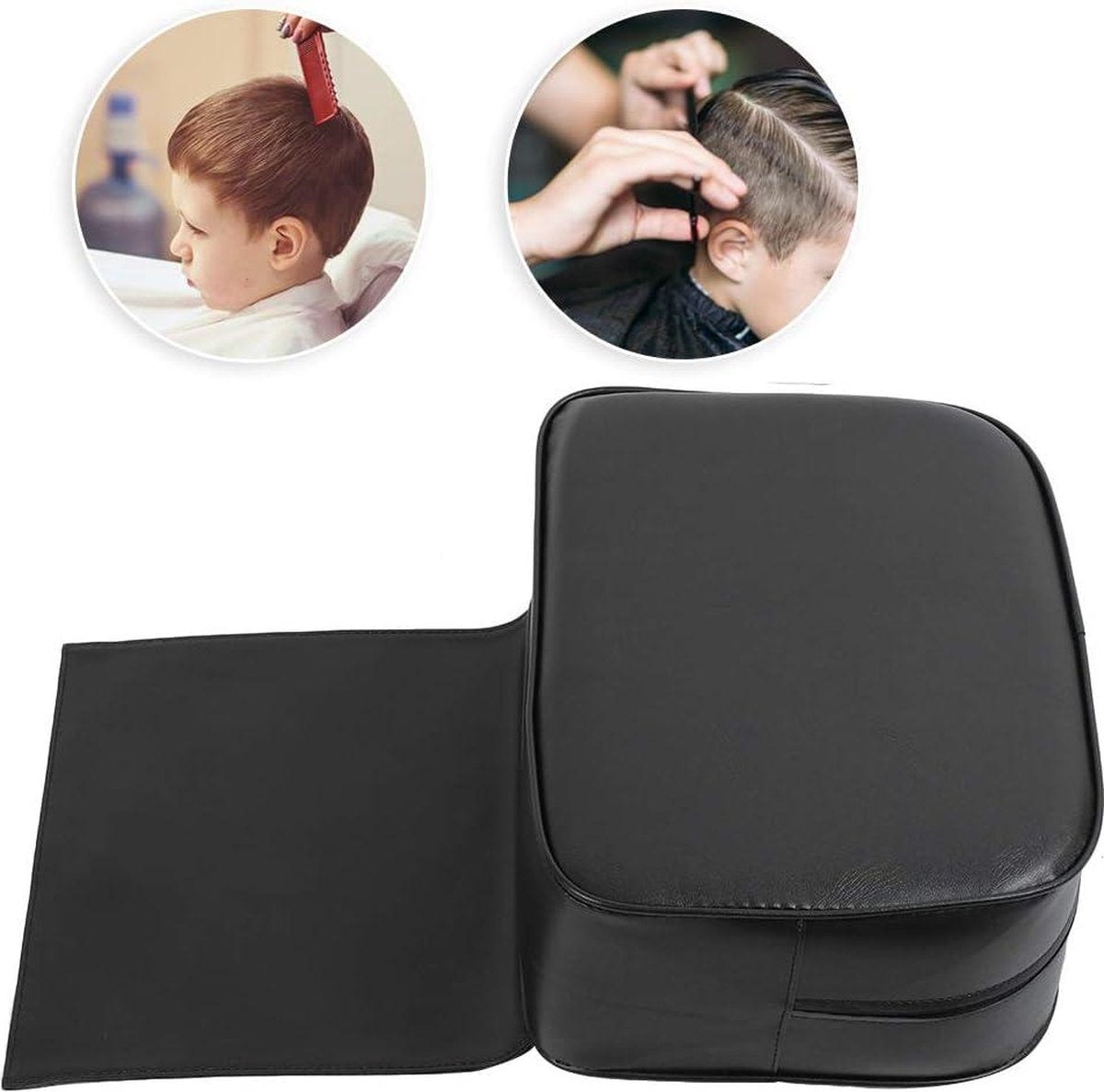 Kinderkussen Kapperstoel - Zitverhoger Haarknippen Styling Beauty SPA-apparatuur (Zwart)