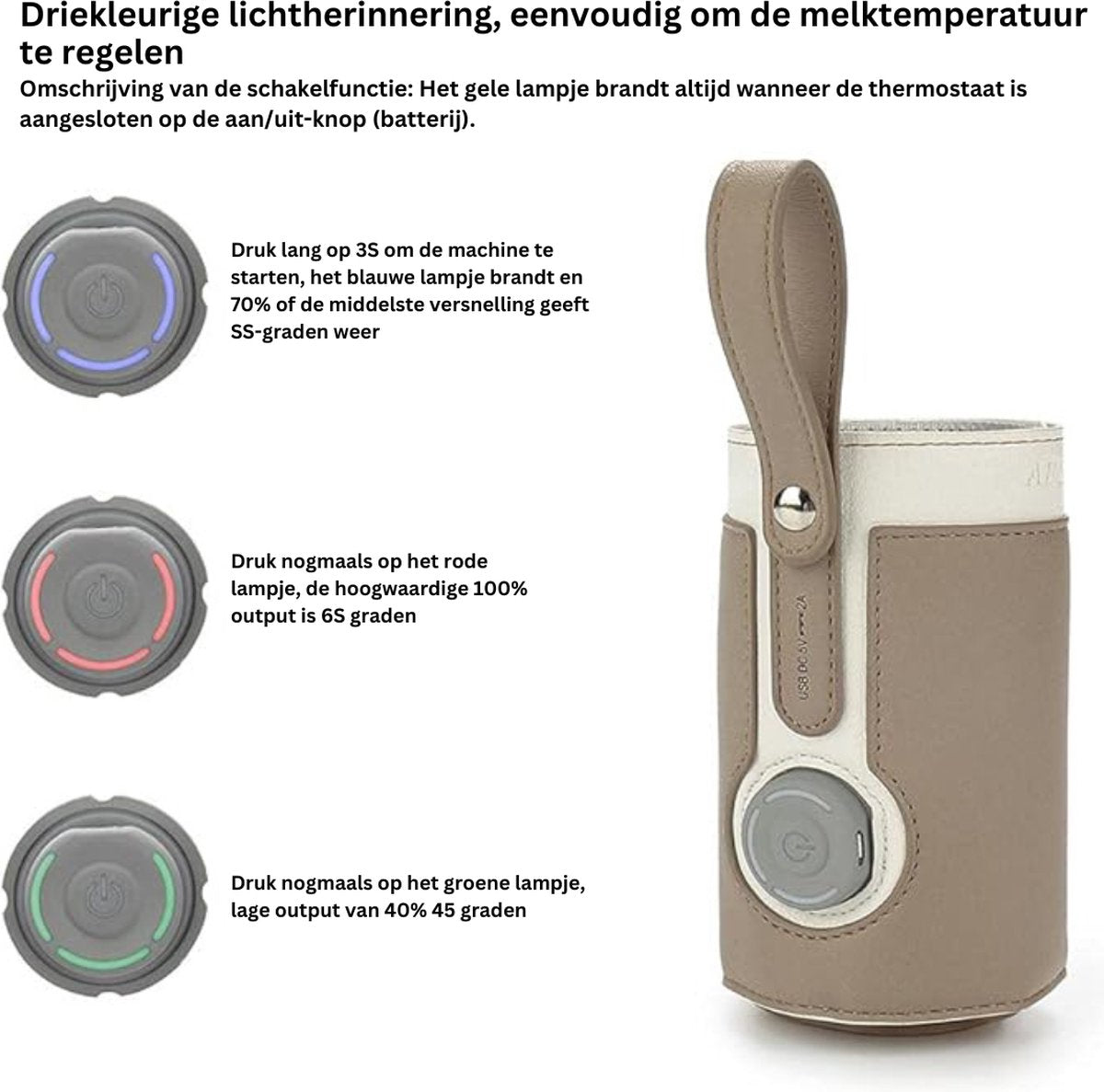 Portable Bottle Warmer - Bottle Warmer On-the-Go USB Rechargeable – Bottle Warmer With 3 Heating Levels – Suitable For Baby Bottles And Glass Cups