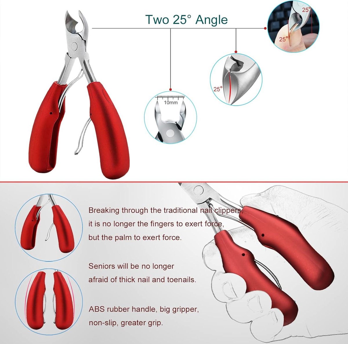 Heavy Duty Nagelknipper - Teennagelknipper voor Ingegroeide Nagels Mannen - Volwassenen - Ouderen (Modern 9)