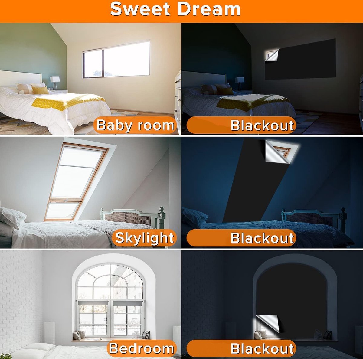 Sunshade - Sunshade Net - Blackout Curtain - Portable Blackout Roller Blind Without Drilling, Temporary Blackout Curtains 145 x 300 cm for Nursery, 100% Blackout Fabric Blackout, Temporary Self-Adhesive, DIY Curtain