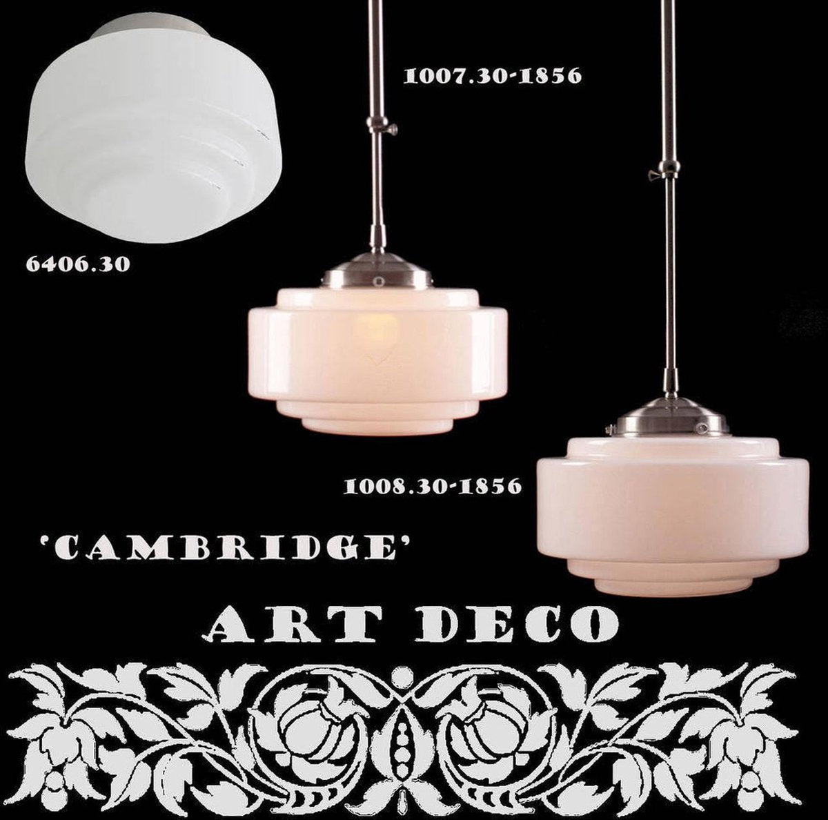 Art deco plafondlamp Cambridge | Ø 25 cm | staal / wit / opaal glas | gispen / retro / jaren 30