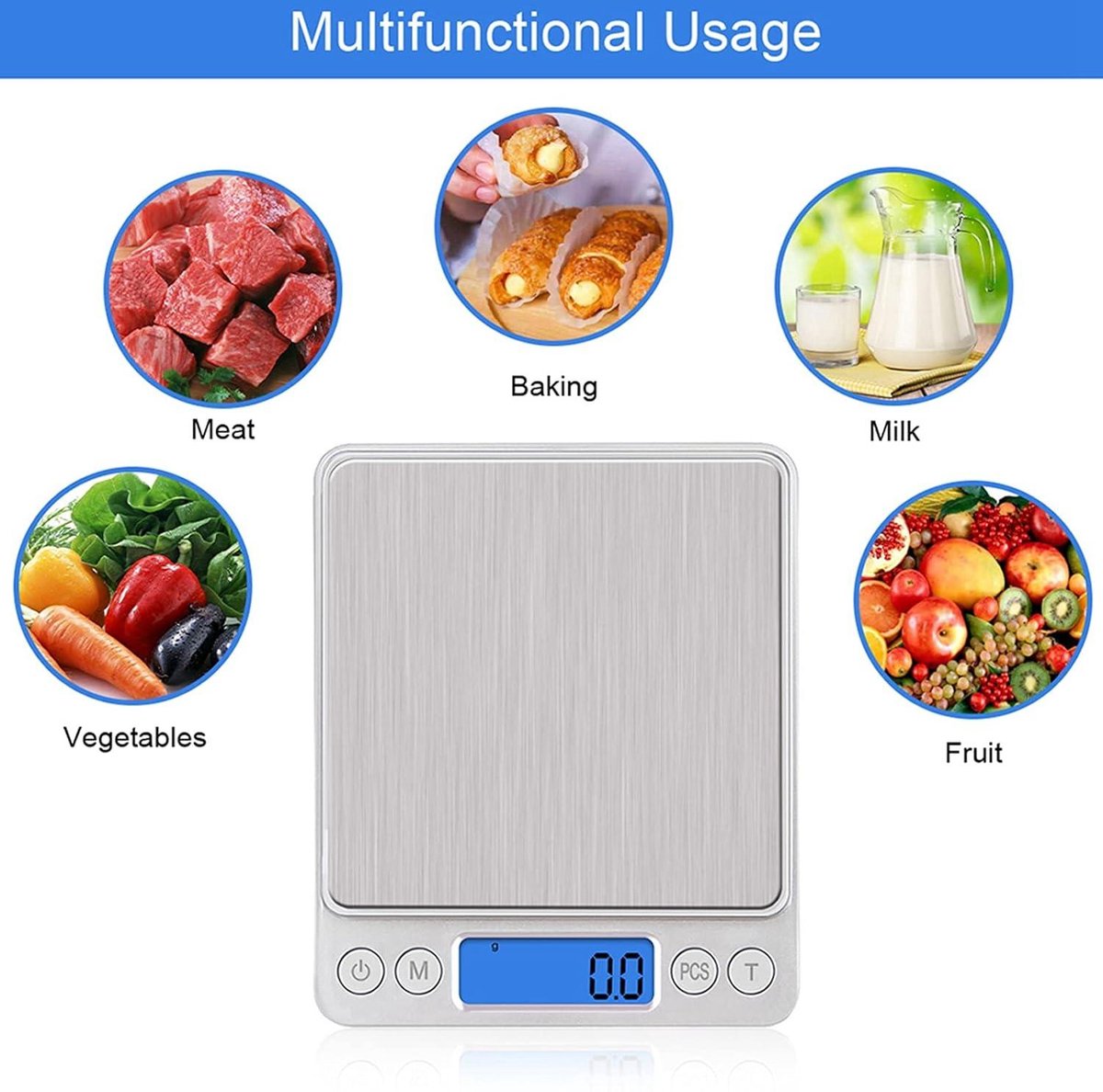 Digital Kitchen Scale - Kitchen Scale 3kg-0.1g Pocket Food Scale Gram and oz for Weight Loss Cooking Baking Jewelry - High Precision Gram Scale with 6 Units Coffee Scale - 2 Trays LCD Tare