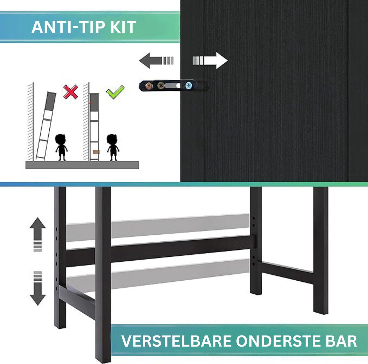 Wasmachineombouw - Wasmachinemeubel - Wasdrogerkast - Zwart - Wasmachine opbouwmeubel - Wasmachinekast - Duurzaam - Duurzaam Bamboe - Opbergrek - Toiletkastje - Badkamerkastje - WC-kastje - Smal Kastje - Toiletkastje