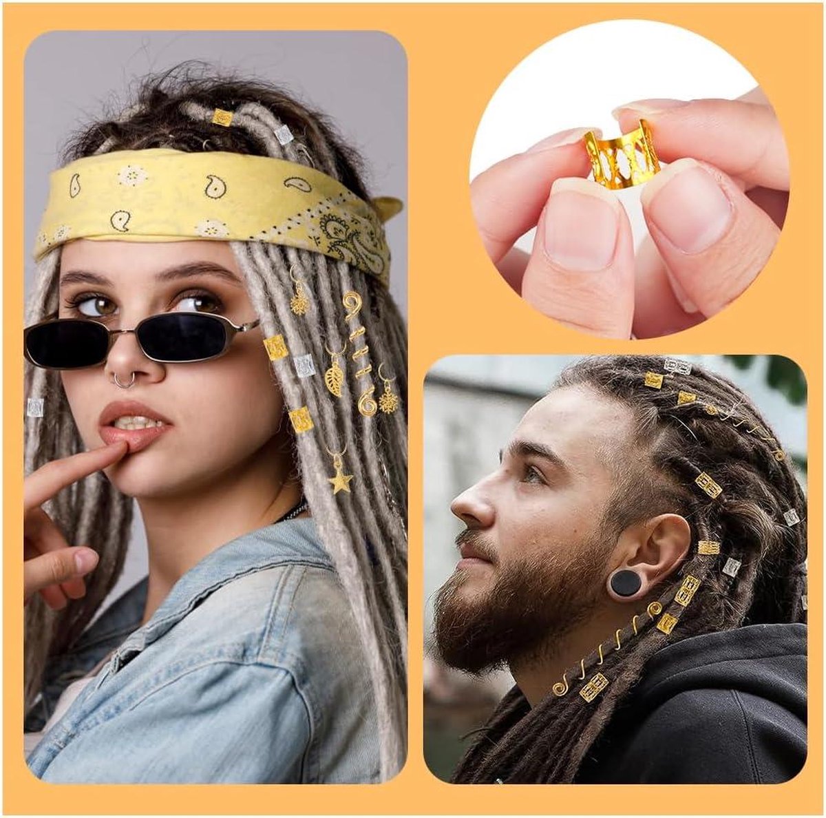 Spiraal Dreadlocks Haarklem Metalen Haarmouwtjes - Vlechtringen Clips - ACWOO Haaranhangers - Vlecht Decoratie - Dreadlocks Accessoires voor Dames Heren - Hip Hop Party Muziek Festival