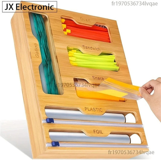 MartiCo® Keuken Organizer - 100% Bamboe - Ruimtebesparend - Folie en Vershoudfolie - Ophangbaar