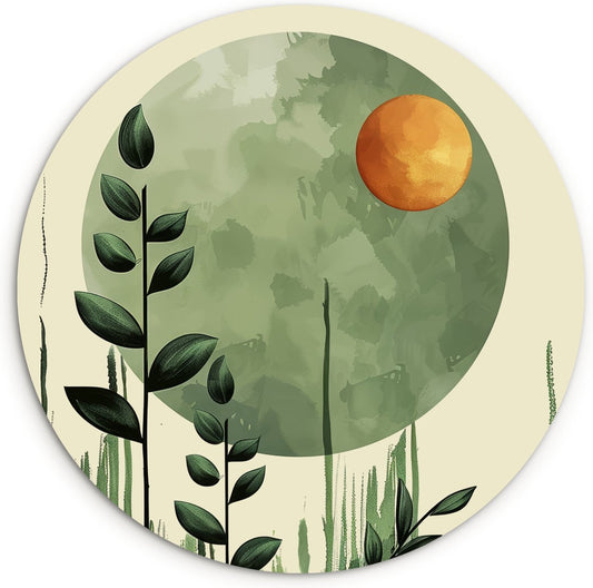 WallCircle® Wandcirkel 60x60 cm - Muurcirkel Abstract - Natuur - Kunst - Zon - Modern - Muurdecoratie woonkamer - Wanddecoratie slaapkamer - Kamerdecoratie accessoires - Ronde schilderijen - Woonaccessoires binnen cirkel