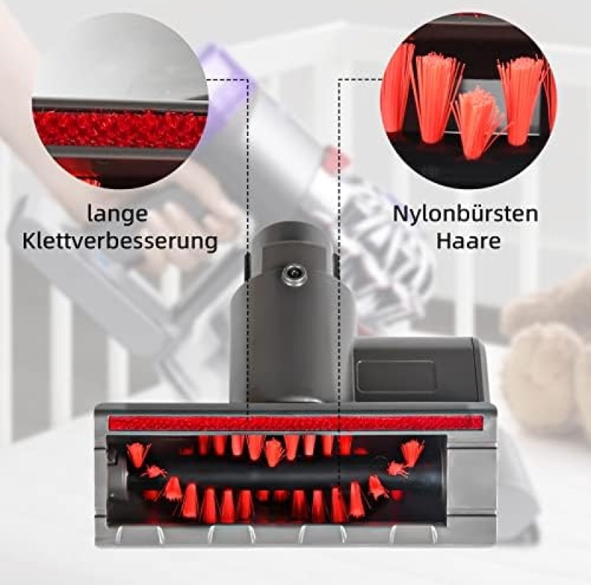 Mini-turbinemondstuk voor Dyson V7/V8/V10/V11/V15 stofzuiger, Quick Release borstelrol voor bank, autostoel, stoel, verwijdert mijten en allergenen