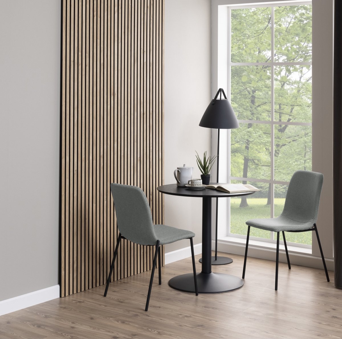 Eettafel Heeze - MDF - Zwart - Ø 80 cm en 75 cm hoog - Rond - Eetkamertafel - Keukentafel