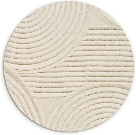 WallCircle - Wandcirkel abstract patroon 90x90 cm - Muurcirkel schilderij binnen - Wandbord rond slaapkamer - Huisdecoratie woonkamer - Wanddecoratie cirkel schilderijen - Beige slaapkamer accessoires - Muurcirkels - Wonen & interieur