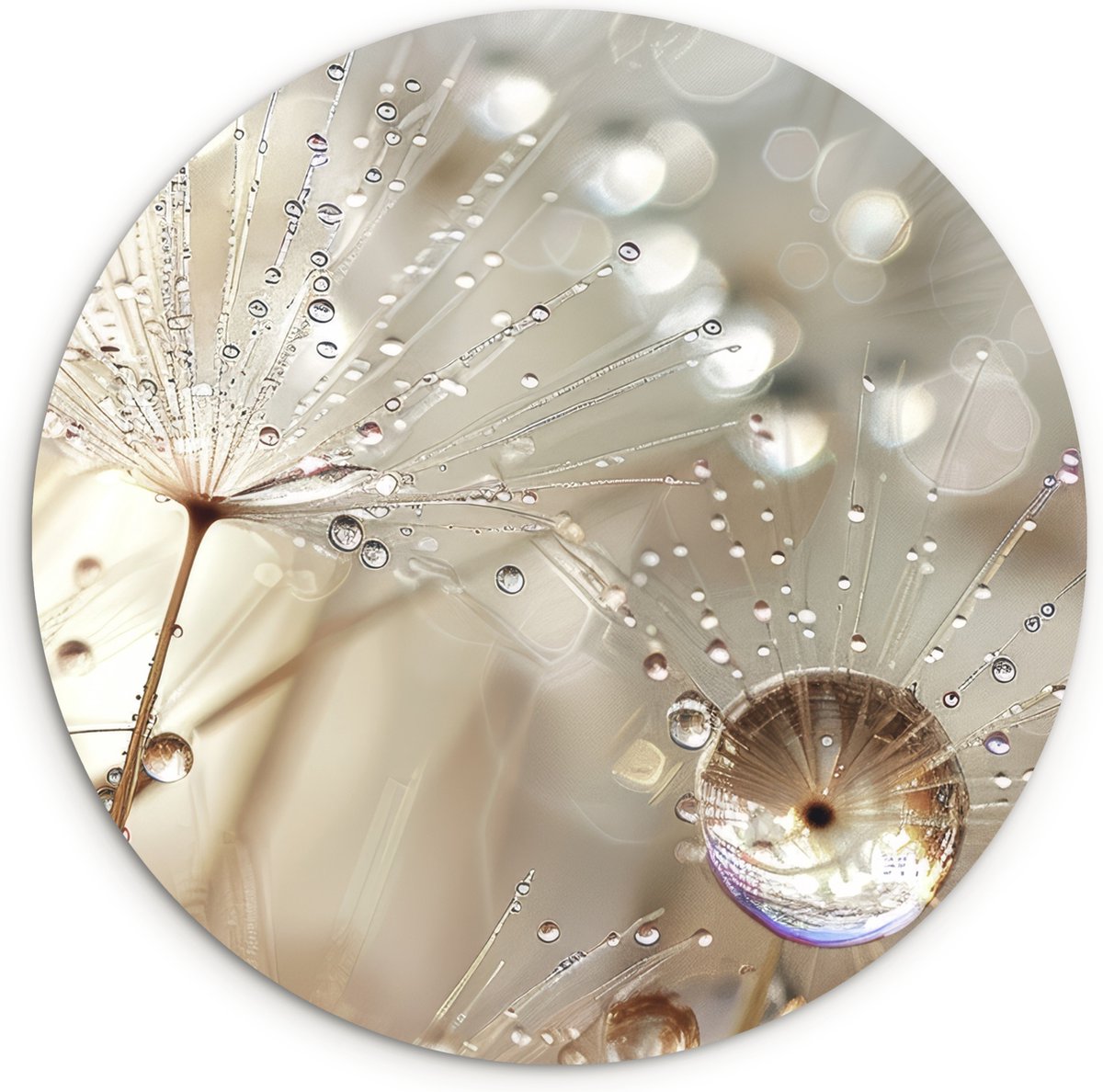 WallCircle® Wandcirkel 90x90 cm - Muurcirkel Natuur - Bloemen - Druppels - Regen - Muurdecoratie woonkamer - Wanddecoratie slaapkamer - Kamer decoratie accessoires - Ronde schilderijen