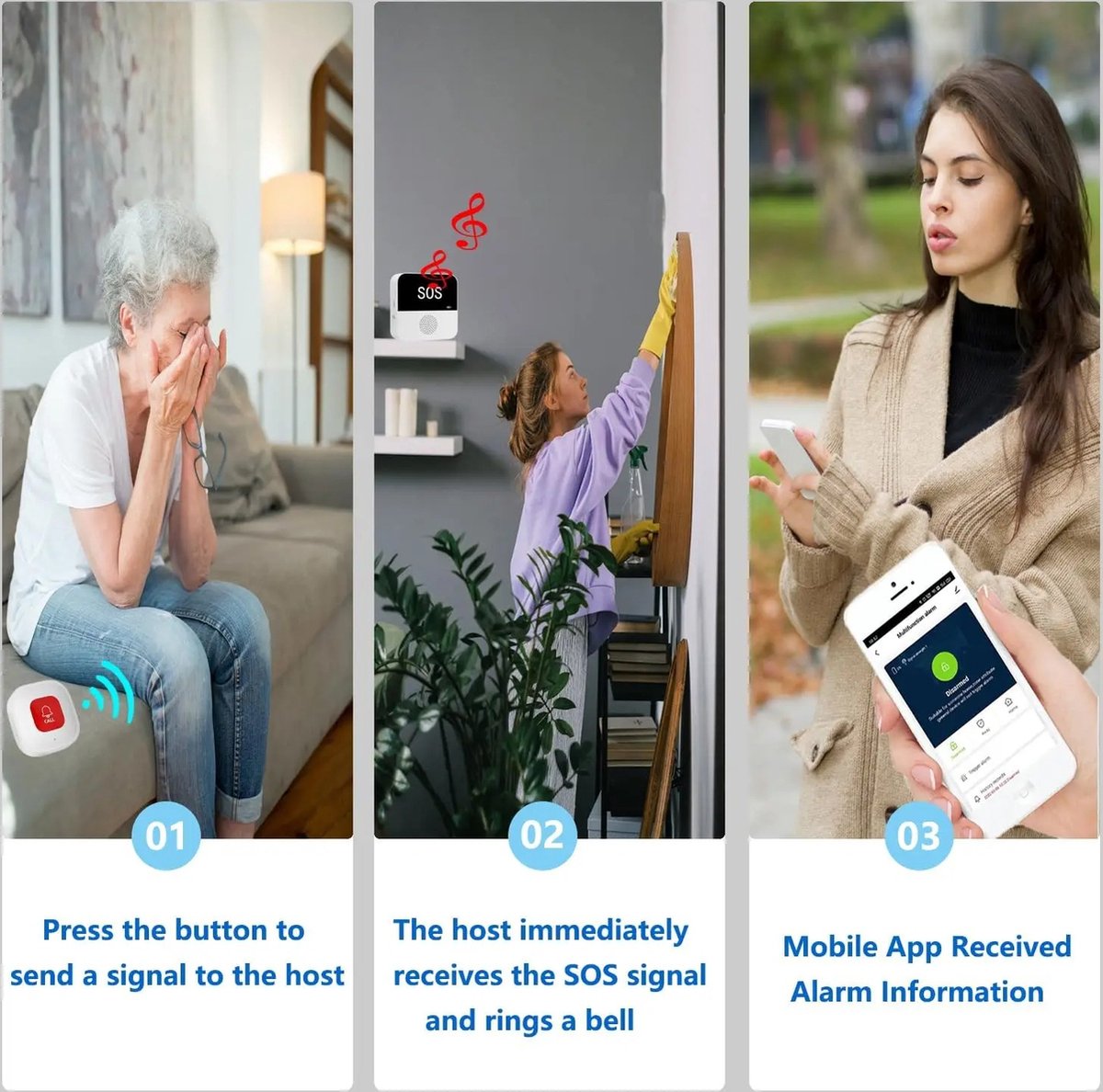Senioren Alarm – Waterdicht Alarmhorloge voor Ouderen – Alarmknop – Wifi