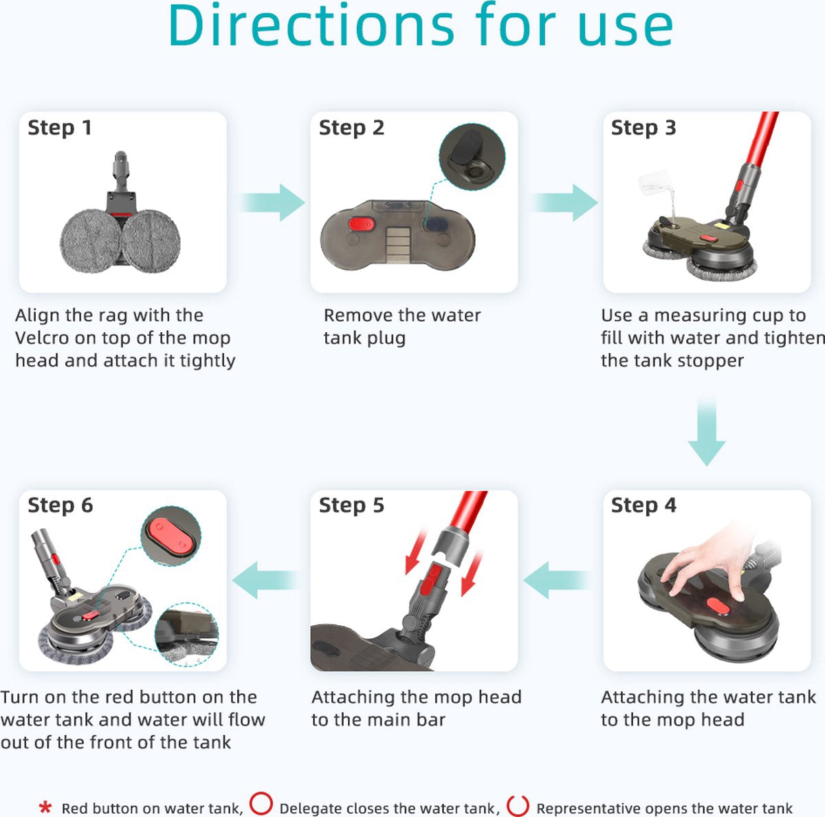 Electric Mop - For Dyson V8 V7 V10 V11 Series - Floor Wiper - Floor Mop - Electric Floor Wiper - 2 in 1 Vacuum and Mop - FREE 6 mops