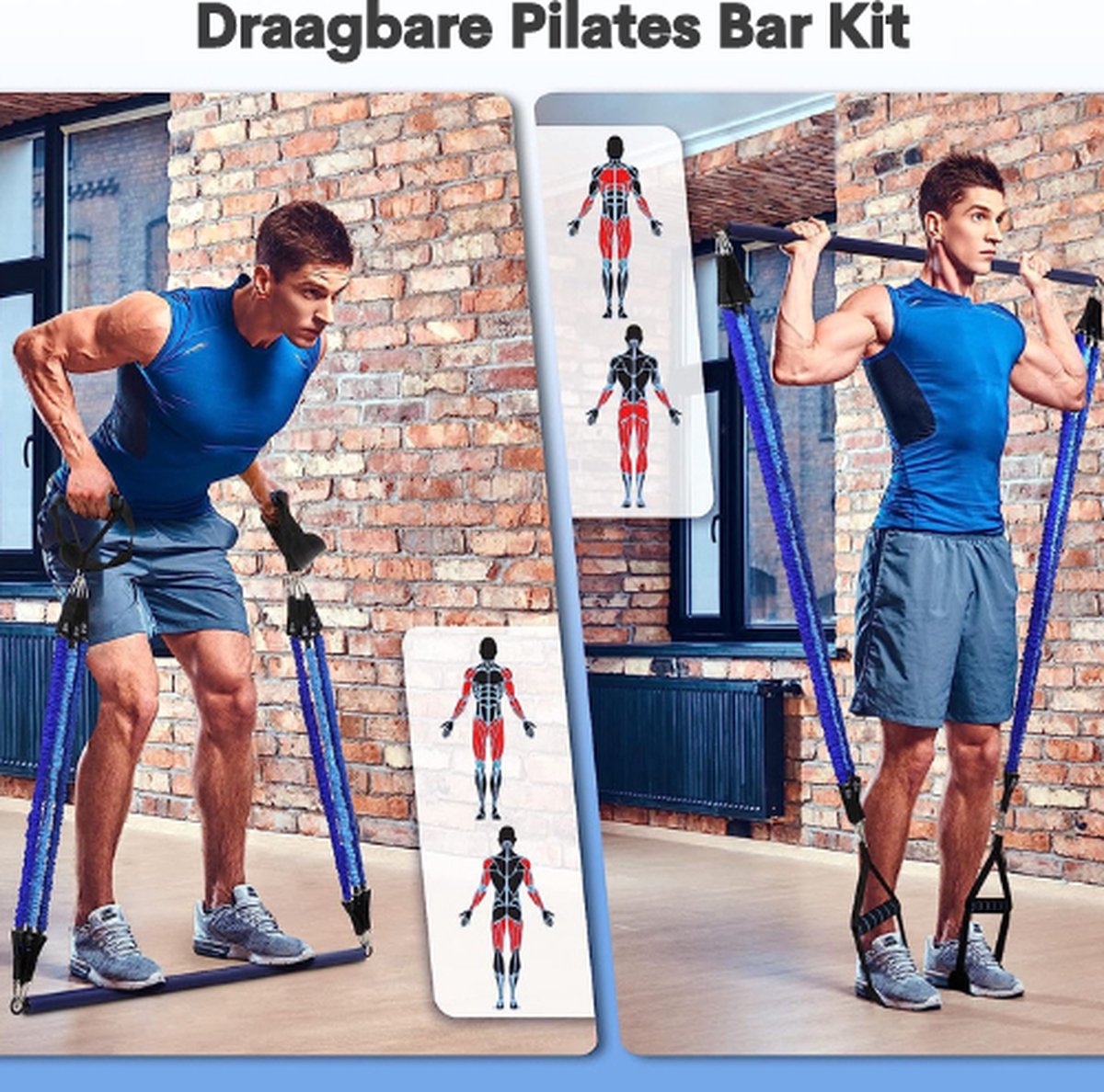 Weerstandsbanden - Resistance Band - Weerstandsstang - Weerstandsbanden Met Stang - Fitness - 3-delige stick - Thuistraining - Squats - Yoga - Biceps