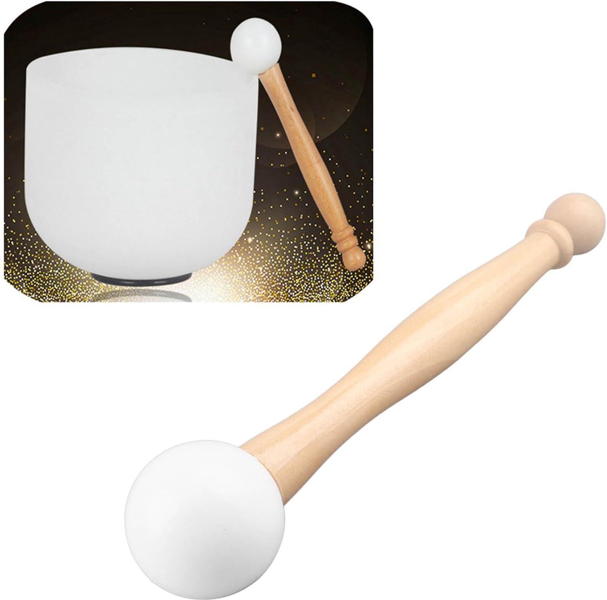 Crystal singing bowl wooden sound bowl - silicone hammer for yoga accessories
