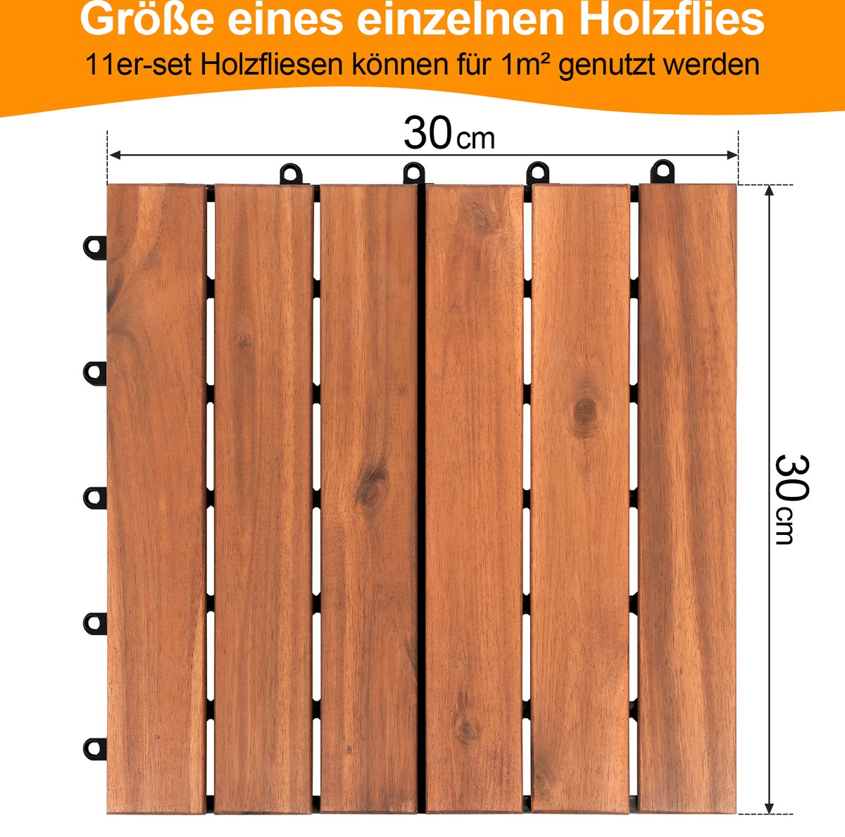 Terrastegels Tuintegels 55 stuks 5 m² Terrasplanken Balkonvloer - Kliktegels - Buitentegels - Terrastegels hardhout Acaihout Bruin 30 cm x 30 cm x 2,4 cm