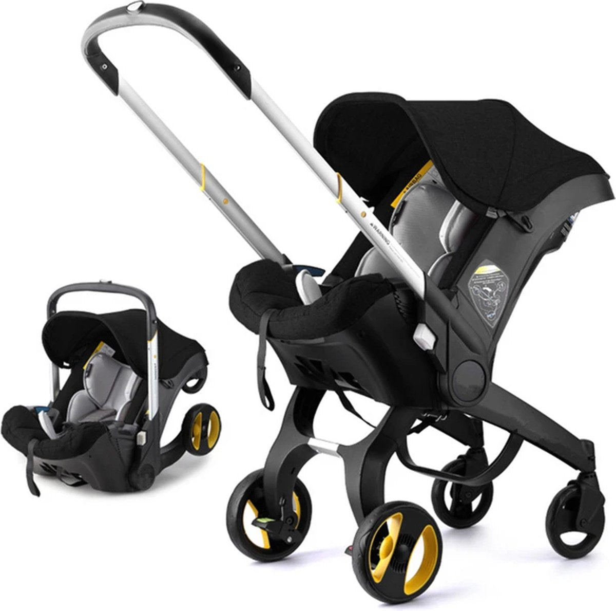 Luxe 3-in-1 Kinderwagen - Reiswieg - Wandelwagen - Autostoeltje - Buggy - Opvouwbaar - Zwart - 0-36 Maanden