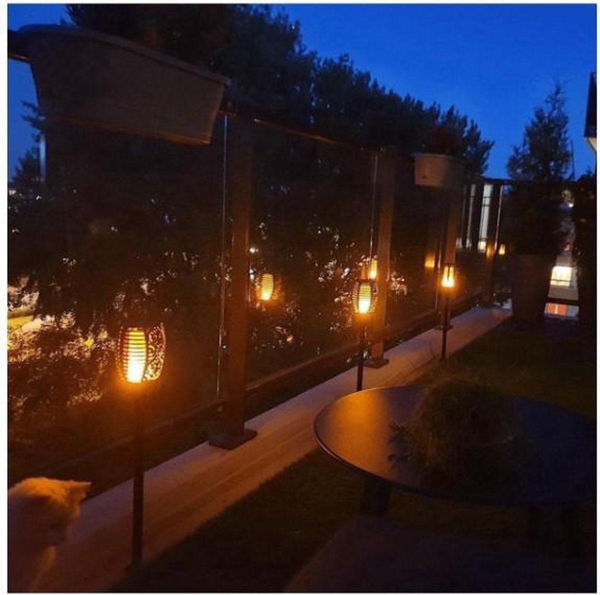 Solar fakkel Tuinverlichting lantaarn zonne-energie buitenverlichting tuinfakkels 96 led buiten tuinlamp Set 4 stuks inclusief LED grondspot