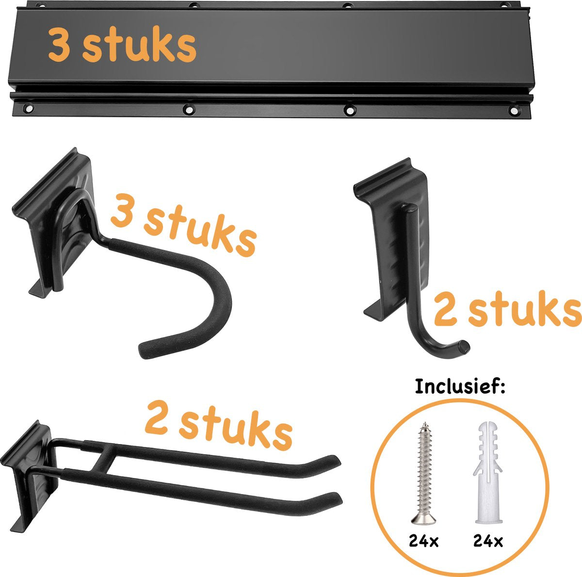 Fiets ophangsysteem voor fietsen, accessoires en garagetools - fietsrek - fietslift - muurbeugel fiets - fietshaak - fiets ophangbeugel - inclusief schroeven en pluggen