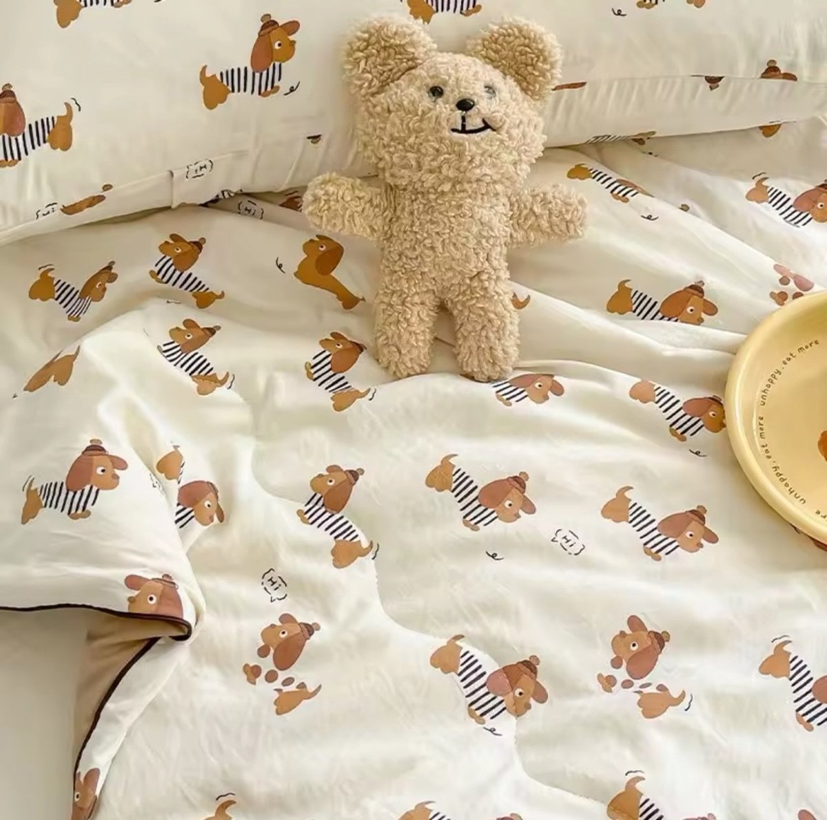 Teckel - deken - sprei - zomersprei - quilt - plaid - teckelprint - hond - 150x200cm