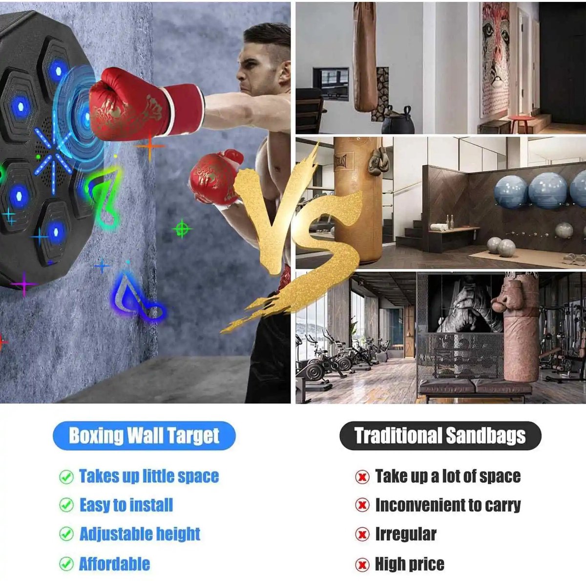 Mygroot - Boxing Machine - Digital Boxing Machine - With Music & Bluetooth - Intelligent Training - Wall Mount - Black - Boxing - Punching Ball - Punching Bag - Boxing Machine - Box Machine - Boxing Machine with Music