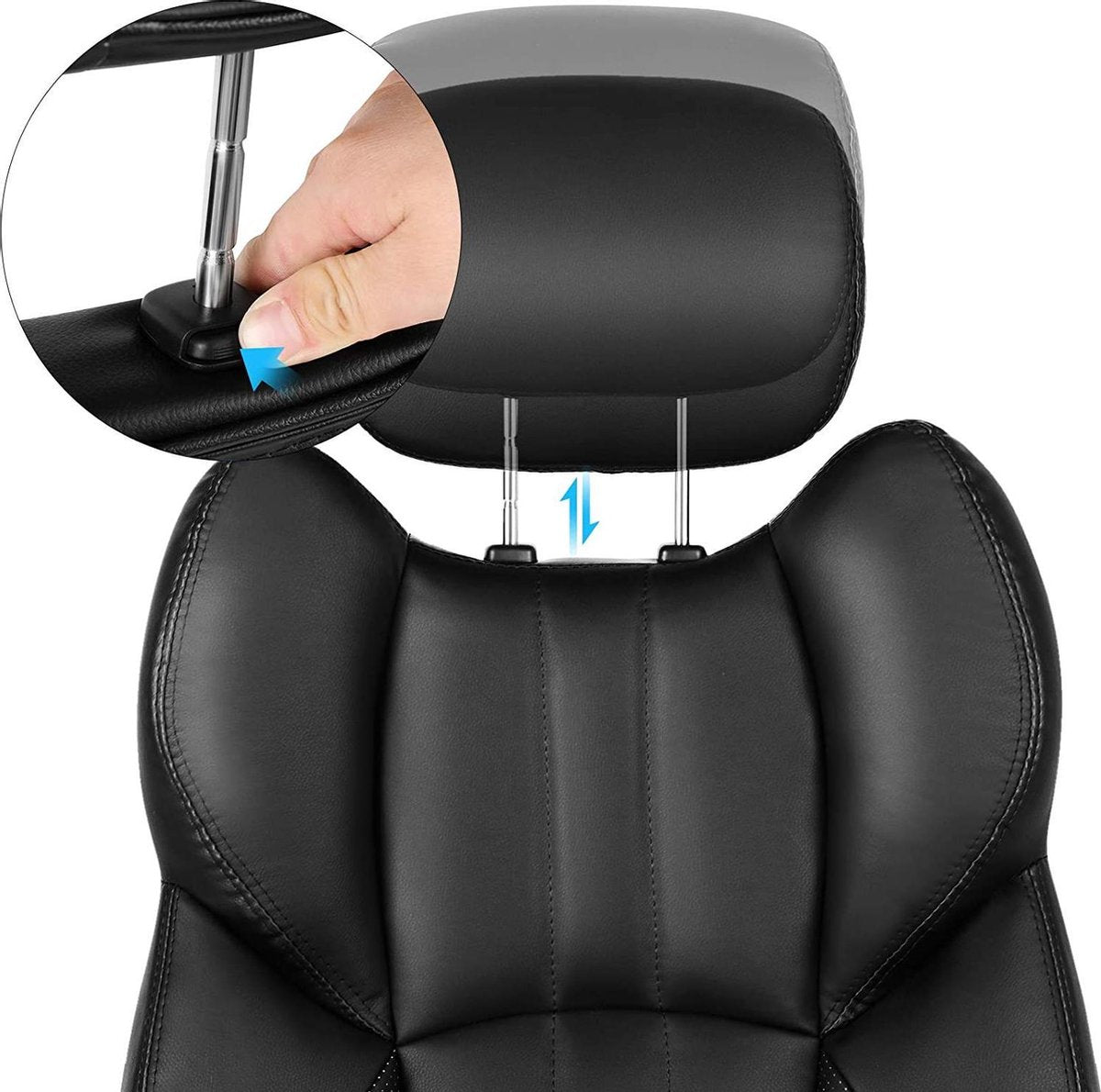 Luxury Ergonomic Office Chair with Tilt Mechanism - Executive Manager's Chair Ergonomic - Office Chair with Height-Adjustable Headrest & Foldable Armrests - Faux Leather - Heavy Duty
