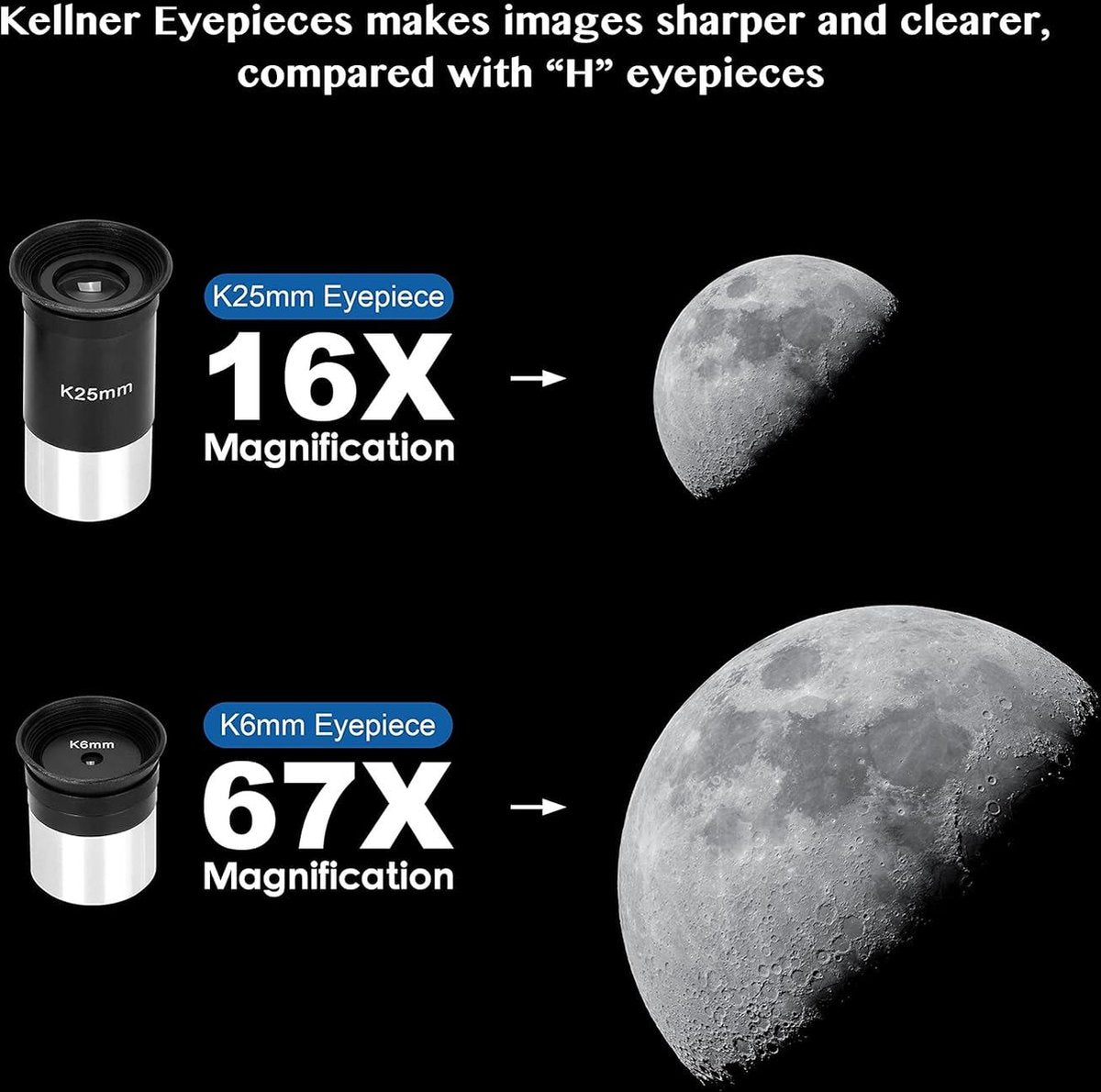 Telescopische Astronomie 70/400 telescoop voor beginners en kinderen - inclusief statief, smartphone-adapter en maanfilter