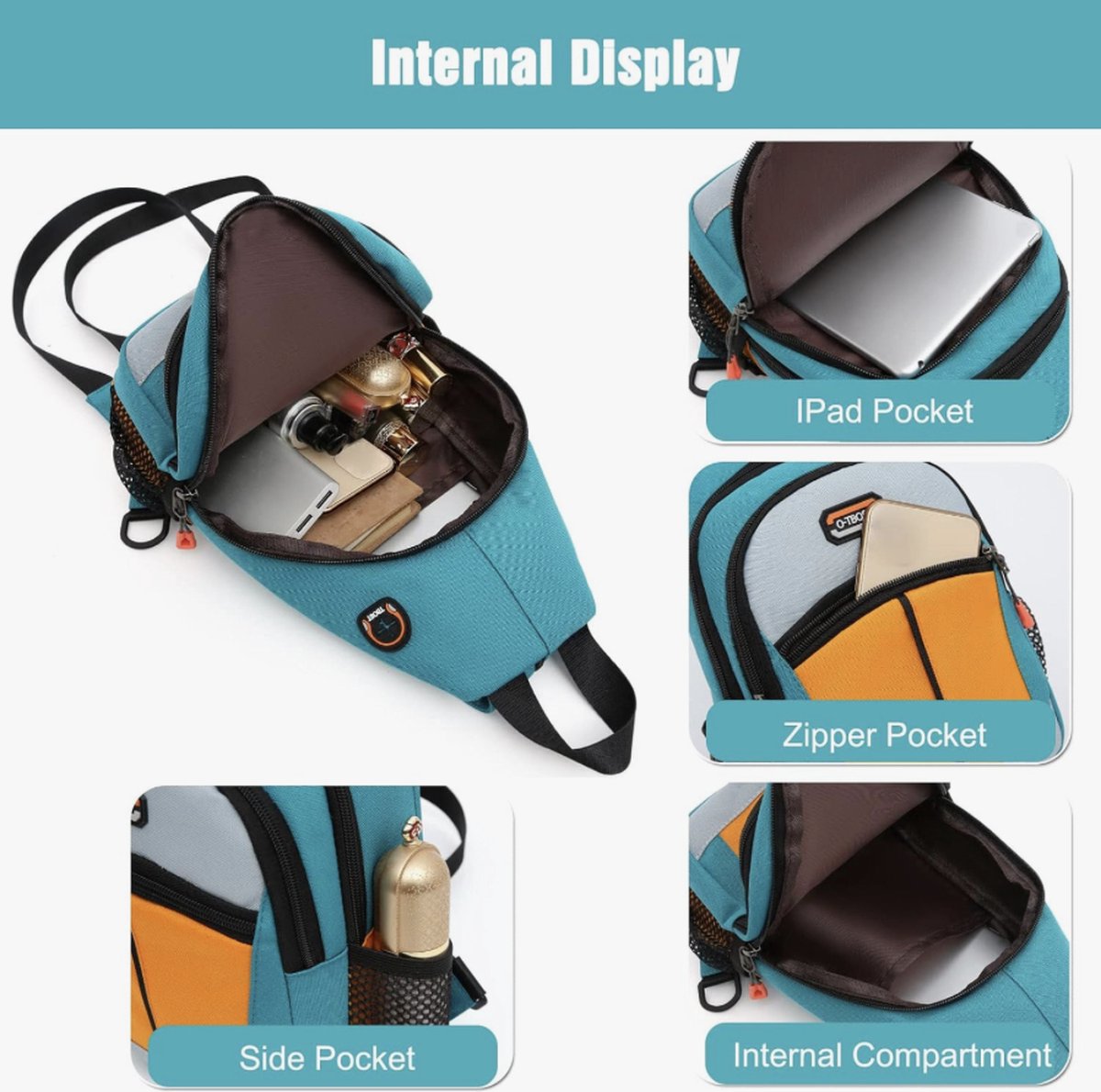 Unisex Sling Bags Borst Schoudertas Kleine Daypacks Vrouwen Mannen Crossbody Tassen Cover Pack Rugzak Casual Daypacks voor Reizen Wandelen Fiets Sport Gym Daypacks met Oortelefoon Gat Rugzak
