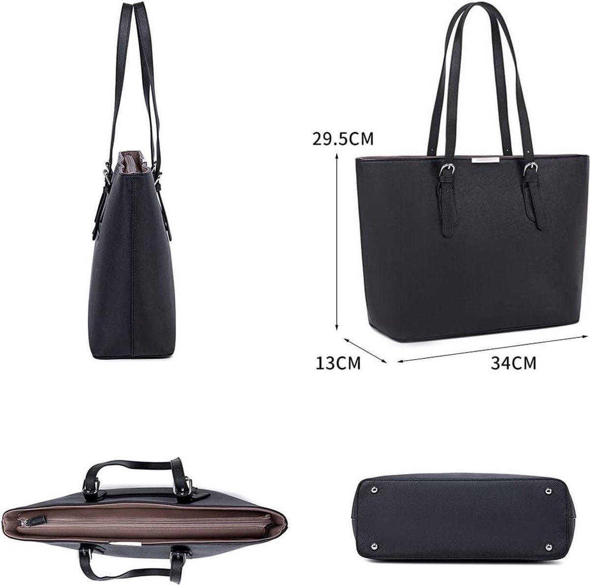Large Tote Handbag - Women's Large Shoulder Bag Shopper PU Leather - Carry Bag Shopping Bag - School Bag Work Bag Business Bag Laptop Bag - Women Girl Tote bag with zipper