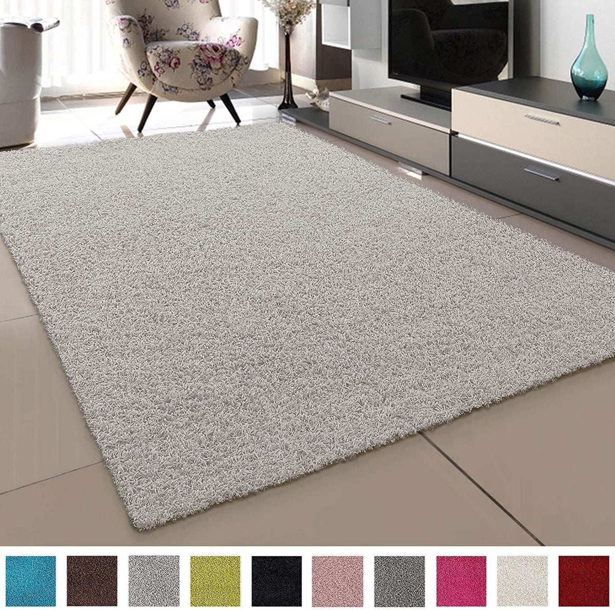 Loca Shaggy Vloerkleed Crème - 200x290 CM - Hoogpolig Vloerkleed - Tapijt Woonkamer, Slaapkamer