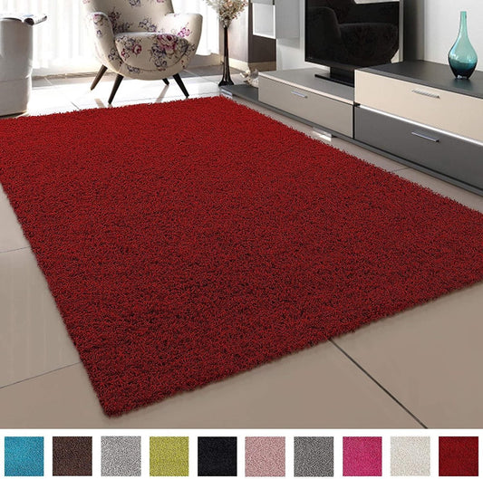 Loca Shaggy Vloerkleed Rood - 160x230 CM - Hoogpolig vloerkleed - Tapijt Woonkamer, Slaapkamer