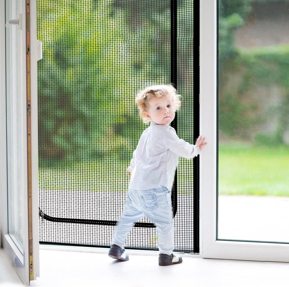 Pet Cat Net For Balcony - Cat Screen Door With Zipper - Pet Safe Mesh Door - Cat Grille For Balcony Door - 90 x 210 cm Cat Net - Cat Net Balcony