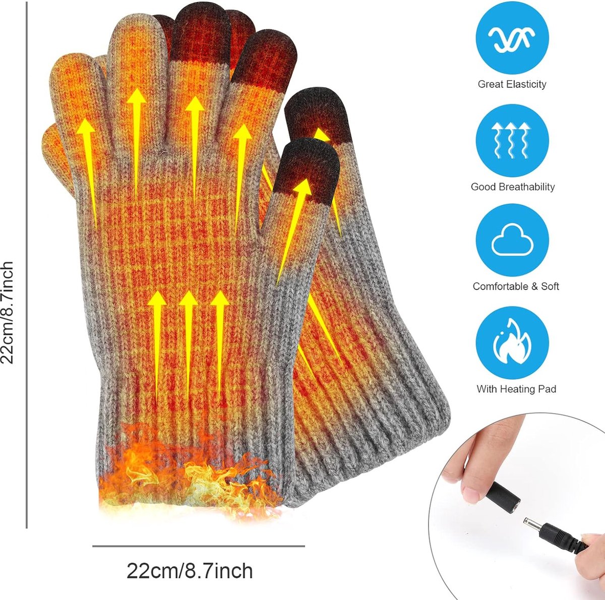 Heated gloves - Electric gloves - One size - Rechargeable